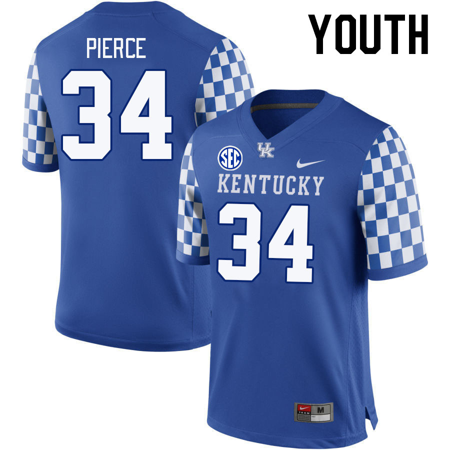 Youth #34 Brady Pierce Kentucky Wildcats 2023 College Football Jerseys Stitched-Royal